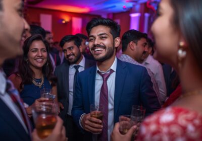 Corporate gathering with buffet catering service